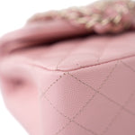 CHANEL Handbag 22C Sakura Pink Small Caviar Quilted Classic Flap Light Gold Hardware - Redeluxe
