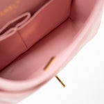 CHANEL Handbag 22C Sakura Pink Small Caviar Quilted Classic Flap Light Gold Hardware - Redeluxe