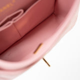 CHANEL Handbag 22C Sakura Pink Small Caviar Quilted Classic Flap Light Gold Hardware - Redeluxe