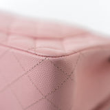 CHANEL Handbag 22C Sakura Pink Small Caviar Quilted Classic Flap Light Gold Hardware - Redeluxe