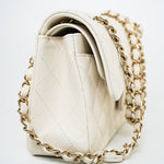 CHANEL Handbag 22C White Caviar Quilted Classic Flap Small Light Gold Hardware - Redeluxe