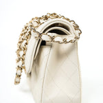 CHANEL Handbag 22C White Caviar Quilted Classic Flap Small Light Gold Hardware - Redeluxe