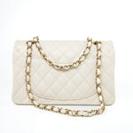 CHANEL Handbag 22C White Caviar Quilted Classic Flap Small Light Gold Hardware - Redeluxe