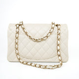 CHANEL Handbag 22C White Caviar Quilted Classic Flap Small Light Gold Hardware - Redeluxe