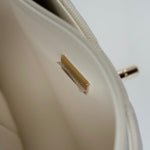 CHANEL Handbag 22C White Caviar Quilted Classic Flap Small Light Gold Hardware - Redeluxe