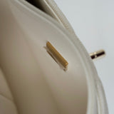 CHANEL Handbag 22C White Caviar Quilted Classic Flap Small Light Gold Hardware - Redeluxe