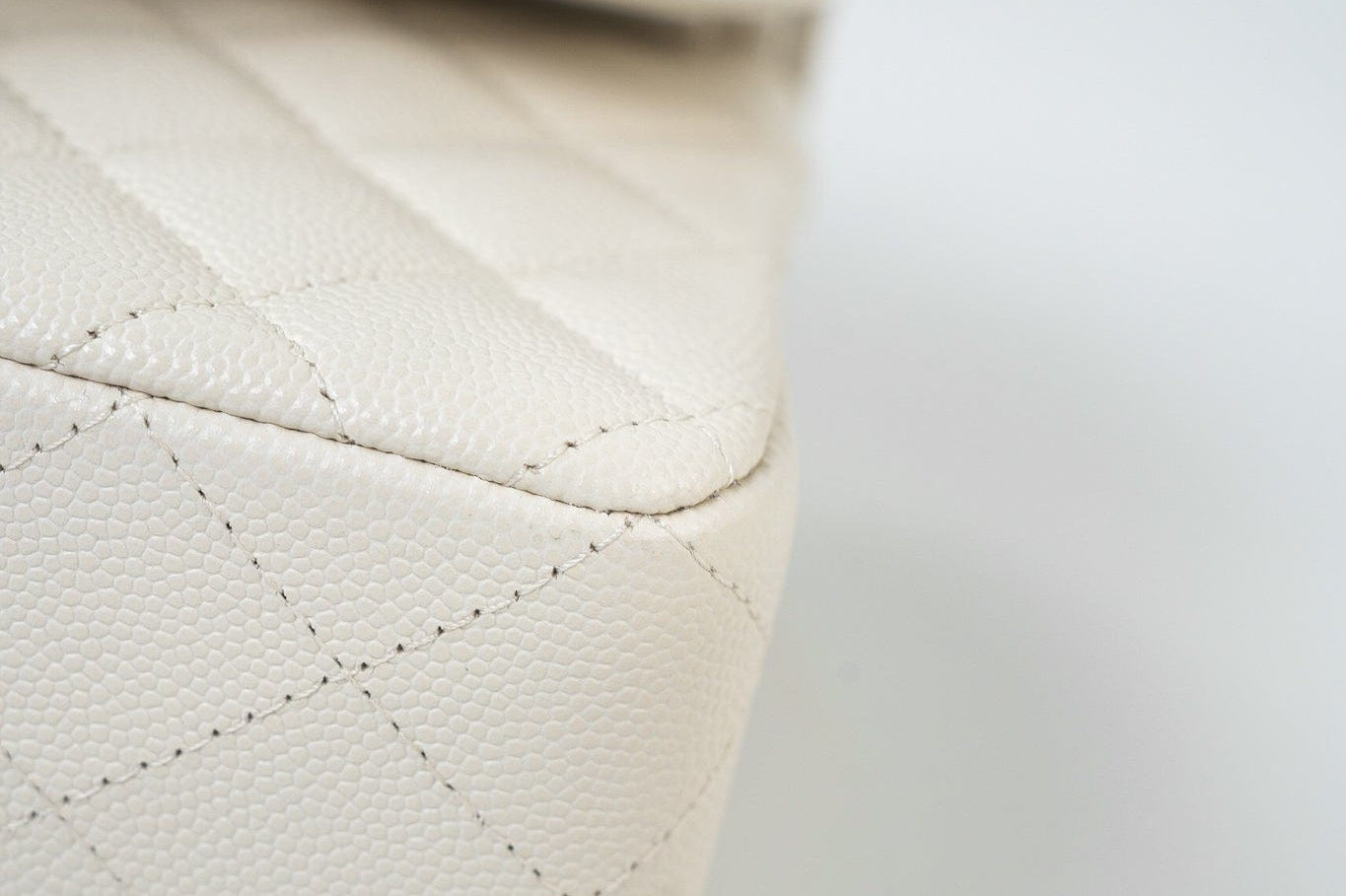 CHANEL Handbag 22C White Caviar Quilted Classic Flap Small Light Gold Hardware - Redeluxe