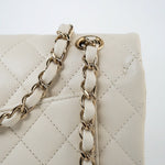 CHANEL Handbag 22C White Caviar Quilted Classic Flap Small Light Gold Hardware - Redeluxe