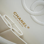 CHANEL Handbag 22C White Caviar Quilted Classic Flap Small Light Gold Hardware - Redeluxe
