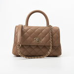 CHANEL Handbag 22K Dark Beige Caviar Quilted Coco Handle Small LGHW - Redeluxe