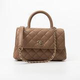 CHANEL Handbag 22K Dark Beige Caviar Quilted Coco Handle Small LGHW - Redeluxe