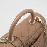 CHANEL Handbag 22K Dark Beige Caviar Quilted Coco Handle Small LGHW - Redeluxe