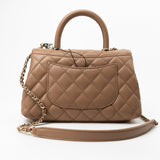 CHANEL Handbag 22K Dark Beige Caviar Quilted Coco Handle Small LGHW - Redeluxe