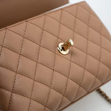 CHANEL Handbag 22K Dark Beige Caviar Quilted Coco Handle Small LGHW - Redeluxe