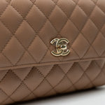 CHANEL Handbag 22K Dark Beige Caviar Quilted Coco Handle Small LGHW - Redeluxe