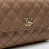 CHANEL Handbag 22K Dark Beige Caviar Quilted Coco Handle Small LGHW - Redeluxe