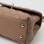 CHANEL Handbag 22K Dark Beige Caviar Quilted Coco Handle Small LGHW - Redeluxe