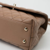 CHANEL Handbag 22K Dark Beige Caviar Quilted Coco Handle Small LGHW - Redeluxe