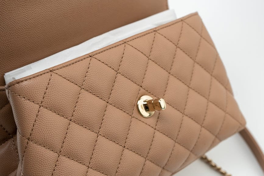 CHANEL Handbag 22K Dark Beige Caviar Quilted Coco Handle Small LGHW - Redeluxe