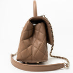 CHANEL Handbag 22K Dark Beige Caviar Quilted Coco Handle Small LGHW - Redeluxe