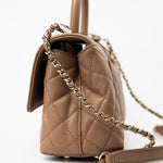CHANEL Handbag 22K Dark Beige Caviar Quilted Coco Handle Small LGHW - Redeluxe