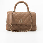 CHANEL Handbag 22K Dark Beige Caviar Quilted Coco Handle Small LGHW - Redeluxe