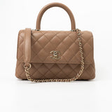 CHANEL Handbag 22K Dark Beige Caviar Quilted Coco Handle Small LGHW - Redeluxe