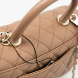CHANEL Handbag 22K Dark Beige Caviar Quilted Coco Handle Small LGHW - Redeluxe