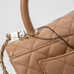 CHANEL Handbag 22K Dark Beige Caviar Quilted Coco Handle Small LGHW - Redeluxe