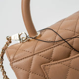 CHANEL Handbag 22K Dark Beige Caviar Quilted Coco Handle Small LGHW - Redeluxe
