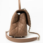 CHANEL Handbag 22K Dark Beige Caviar Quilted Coco Handle Small LGHW - Redeluxe
