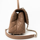 CHANEL Handbag 22K Dark Beige Caviar Quilted Coco Handle Small LGHW - Redeluxe