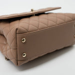 CHANEL Handbag 22K Dark Beige Caviar Quilted Coco Handle Small LGHW - Redeluxe