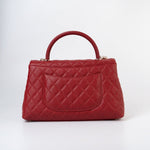 CHANEL Handbag 22K Red Caviar Quilted Coco Handle Medium (Old Small) Light Gold Hardware - Redeluxe