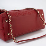 CHANEL Handbag 22K Red Caviar Quilted Coco Handle Medium (Old Small) Light Gold Hardware - Redeluxe