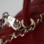 CHANEL Handbag 22K Red Caviar Quilted Coco Handle Medium (Old Small) Light Gold Hardware - Redeluxe