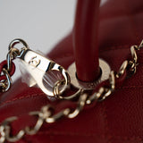 CHANEL Handbag 22K Red Caviar Quilted Coco Handle Medium (Old Small) Light Gold Hardware - Redeluxe