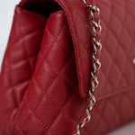 CHANEL Handbag 22K Red Caviar Quilted Coco Handle Medium (Old Small) Light Gold Hardware - Redeluxe
