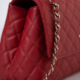 CHANEL Handbag 22K Red Caviar Quilted Coco Handle Medium (Old Small) Light Gold Hardware - Redeluxe