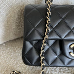 CHANEL Handbag 22P Black Lambskin Quilted Mini Top Handle LGHW - Redeluxe