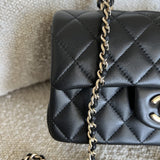 CHANEL Handbag 22P Black Lambskin Quilted Mini Top Handle LGHW - Redeluxe