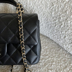 CHANEL Handbag 22P Black Lambskin Quilted Mini Top Handle LGHW - Redeluxe