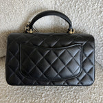 CHANEL Handbag 22P Black Lambskin Quilted Mini Top Handle LGHW - Redeluxe