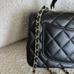 CHANEL Handbag 22P Black Lambskin Quilted Mini Top Handle LGHW - Redeluxe