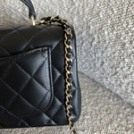 CHANEL Handbag 22P Black Lambskin Quilted Mini Top Handle LGHW - Redeluxe
