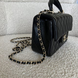 CHANEL Handbag 22P Black Lambskin Quilted Mini Top Handle LGHW - Redeluxe