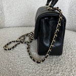 CHANEL Handbag 22P Black Lambskin Quilted Mini Top Handle LGHW - Redeluxe