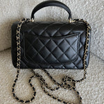 CHANEL Handbag 22P Black Lambskin Quilted Mini Top Handle LGHW - Redeluxe