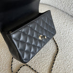 CHANEL Handbag 22P Black Lambskin Quilted Mini Top Handle LGHW - Redeluxe