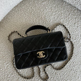 CHANEL Handbag 22P Black Lambskin Quilted Mini Top Handle LGHW - Redeluxe